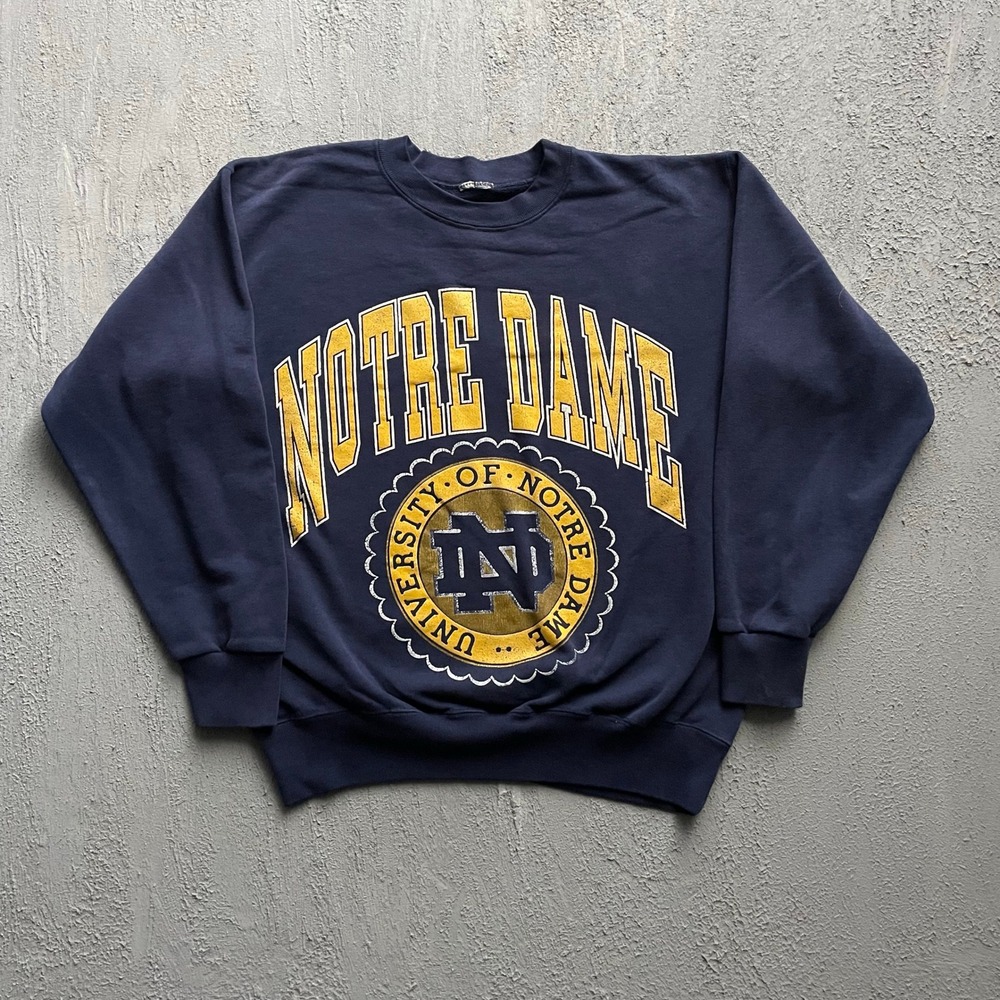 Vintage Notre Dame University Sweatshirt Mens Large Navy Blue 90s Unbranded